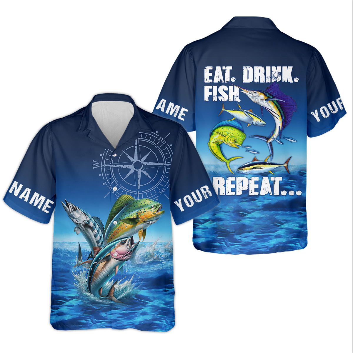Eat Drink Fish Repeat Funny Fishing Shirt, Fishing UPF Shirts, Fishing Shirt For Women