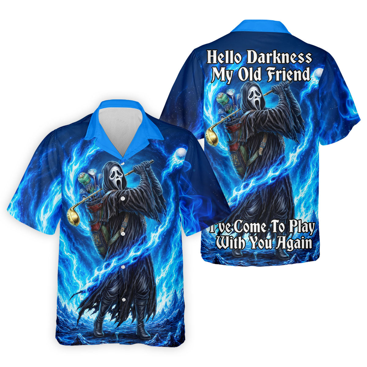 Hello Darkness Flame Horror Character Polo Shirt, Mens Polo Shirts, Men's Golf Shirt