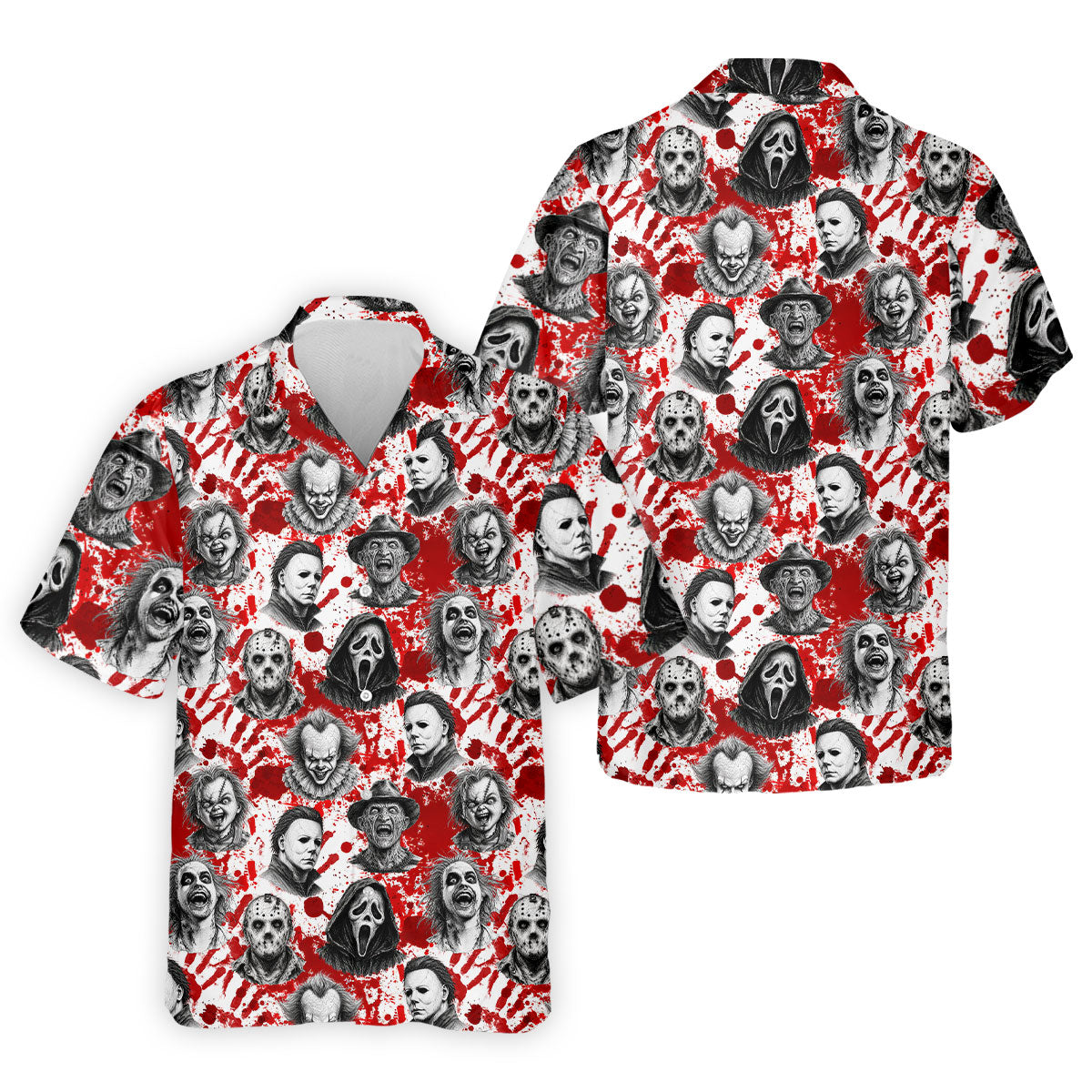 Halloween Horror Character Blood Splatter Polo Shirt, Mens Golf Polo, Golf Apparel For Men