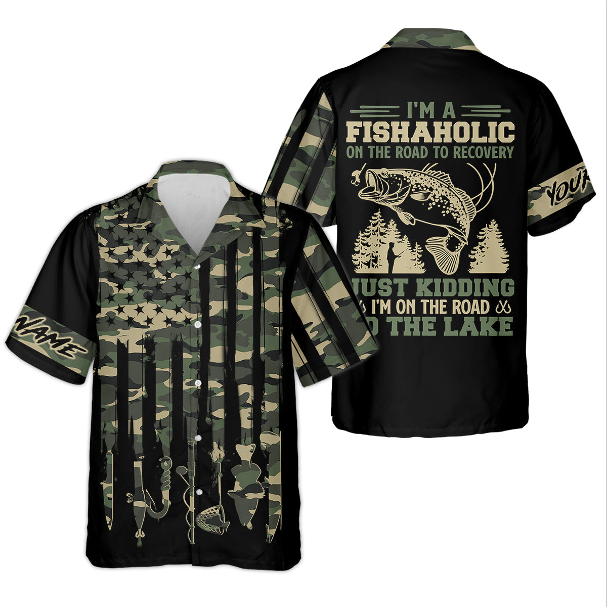 Fishaholic On The Road to the Lake, Personalized Fishing UPF Shirt