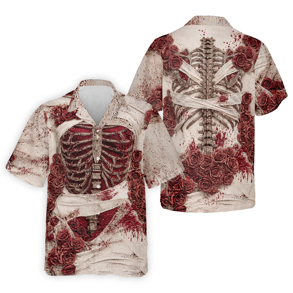 Bloody Skeleton Rose Halloween Polo Shirt, Polo Shirts For Men, Mens Golf Apparel
