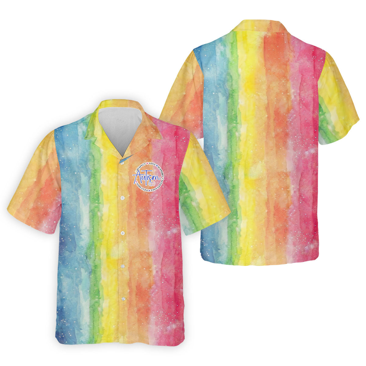 Autism Awareness Watercolor Rainbow Men's Golf Shirt, Polo ShirtFor Men, Golf Shirts For Men