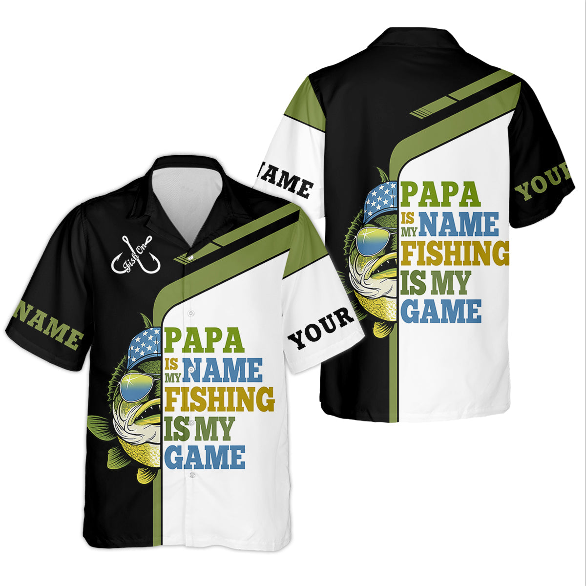 Papa Is My Name Fishing Is My Game Funny Fishing Shirt For Dad, Fishing UPF Shirts, Fishing Shirts For Men