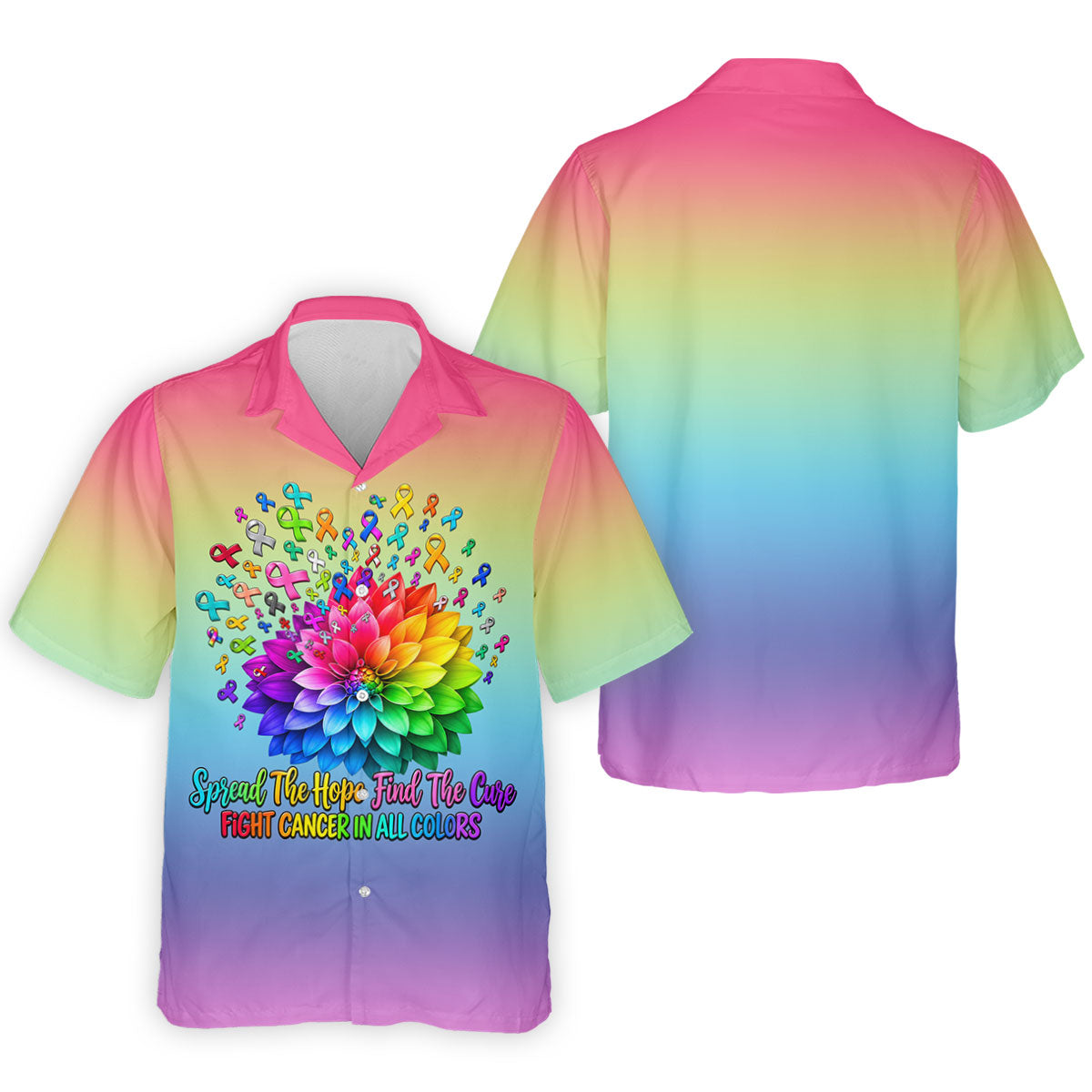 Spread Hope Find The Cure Rainbow Cancer Polo Shirt, Golf Shirts For Men, Mens Golf Shirts