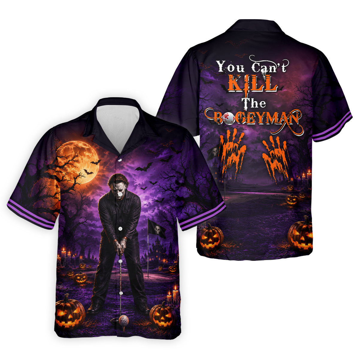 You Can't Kill The Bogeyman Halloween Polo Shirt, Hawaiian Golf Shirt, Mens Golf Apparel