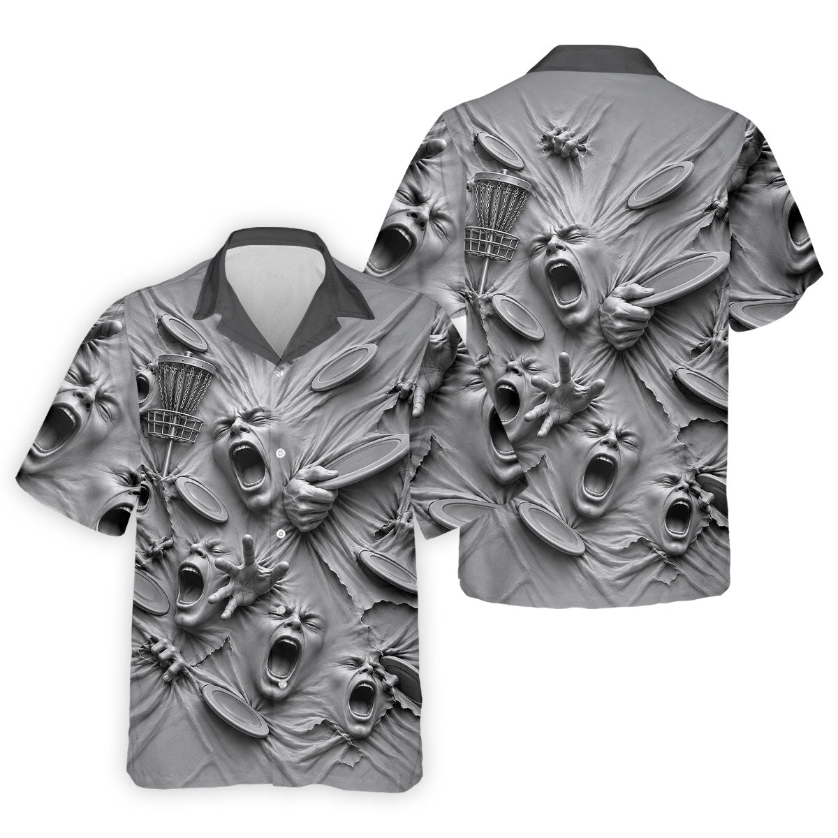 Screaming Faces Disc Golf Polo Shirt, Disc Golf Shirts For Men, Disc Golf Apparel