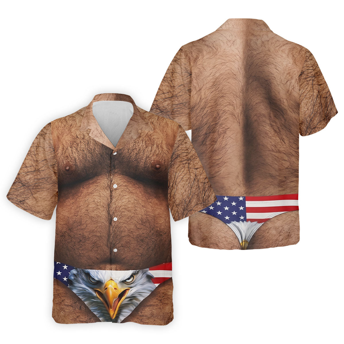 Hairy Body Funny Eagle American Flag Golf Shirt, 250th Anniversary 4th Of July Golf Shirts For Men