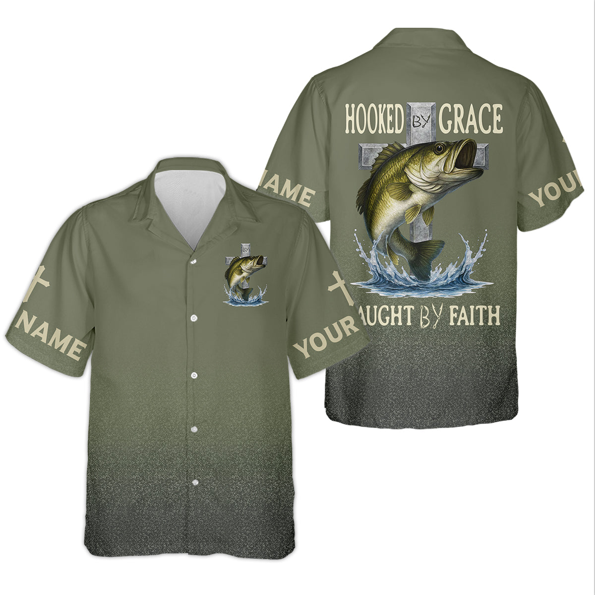 Hooked By Grace Caught By Faith Cross Christian Fishing UPF Shirts, Women Fishing Shirt