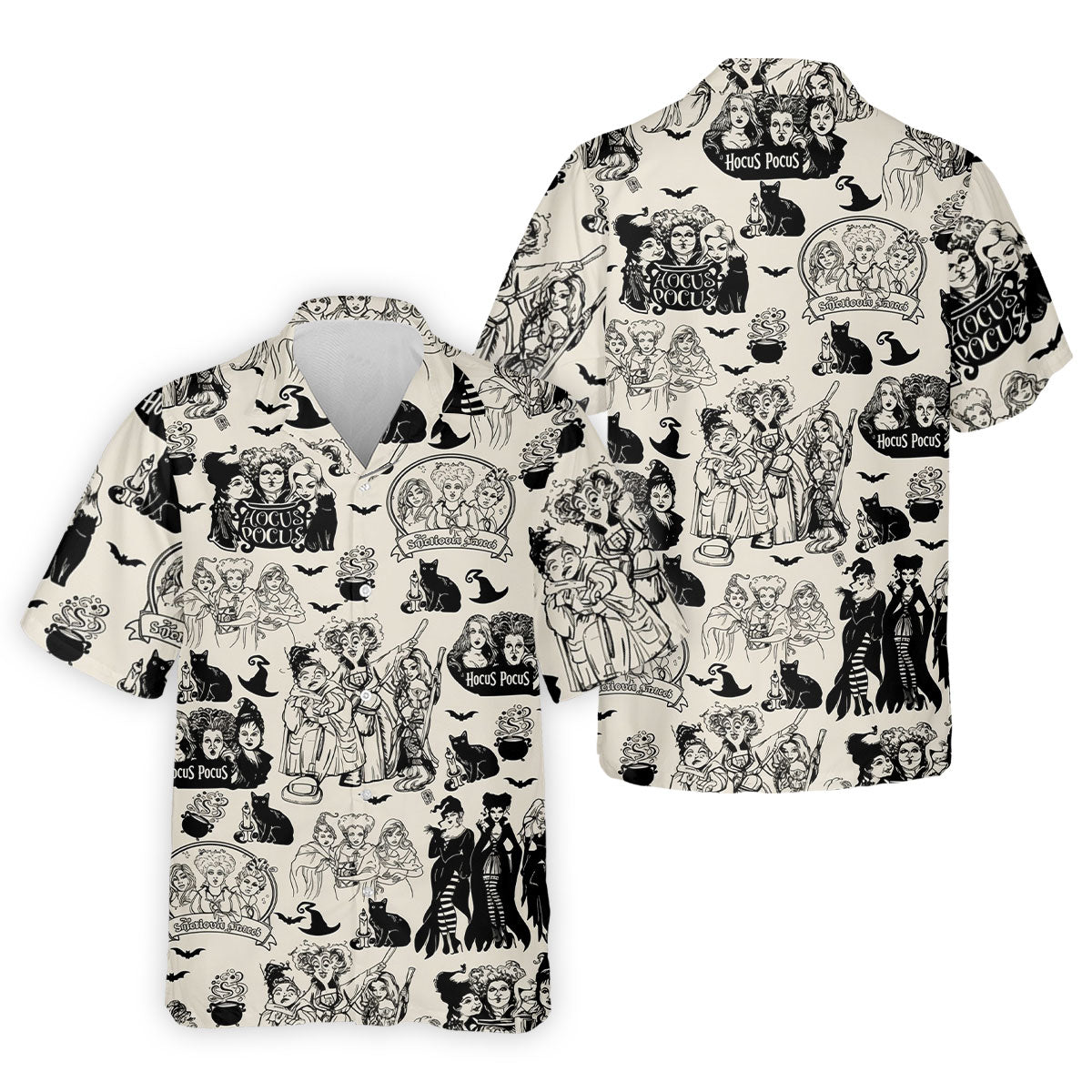 Witch Sisters Black Cat Halloween Polo Shirt, Golf Polo Shirts For Men, Mens Golf Apparel