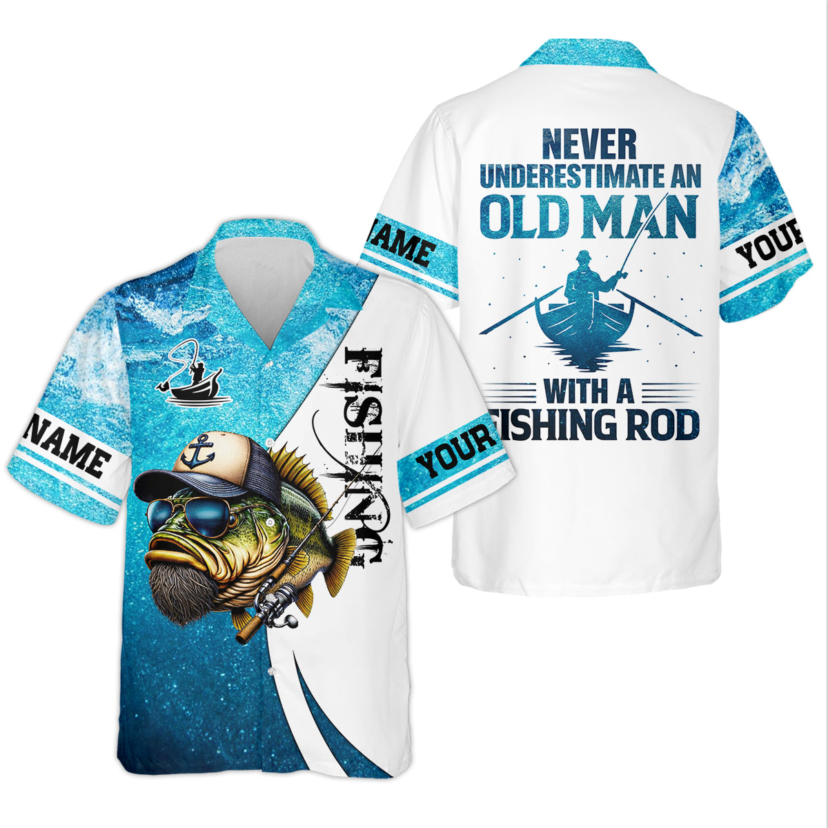 Personalized Old Man Fishing Shirt, Funny Fishing Rod Gift For Dad, Fishing UPF Shirts, Funny Fishing Shirt