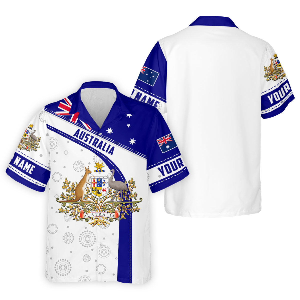 Australian Coat Of Arms Golf Tops For Men, Australia Flag Print Polo Shirts For Men