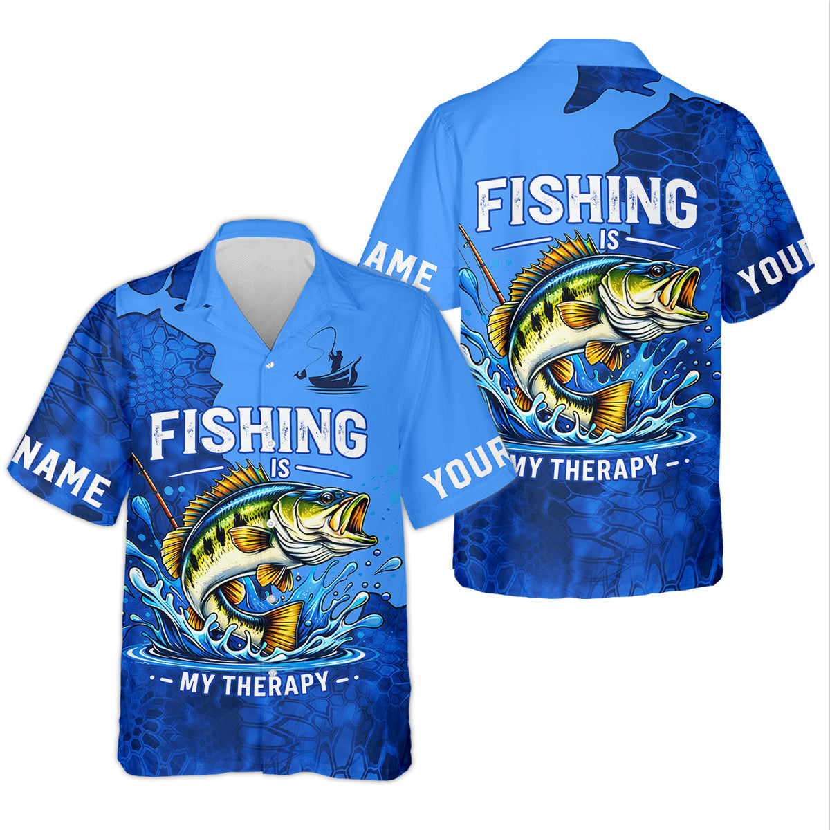 Fishing Is My Therapy – Personalized Bass Fishing UPF Shirt, Fishing Shirt for Men