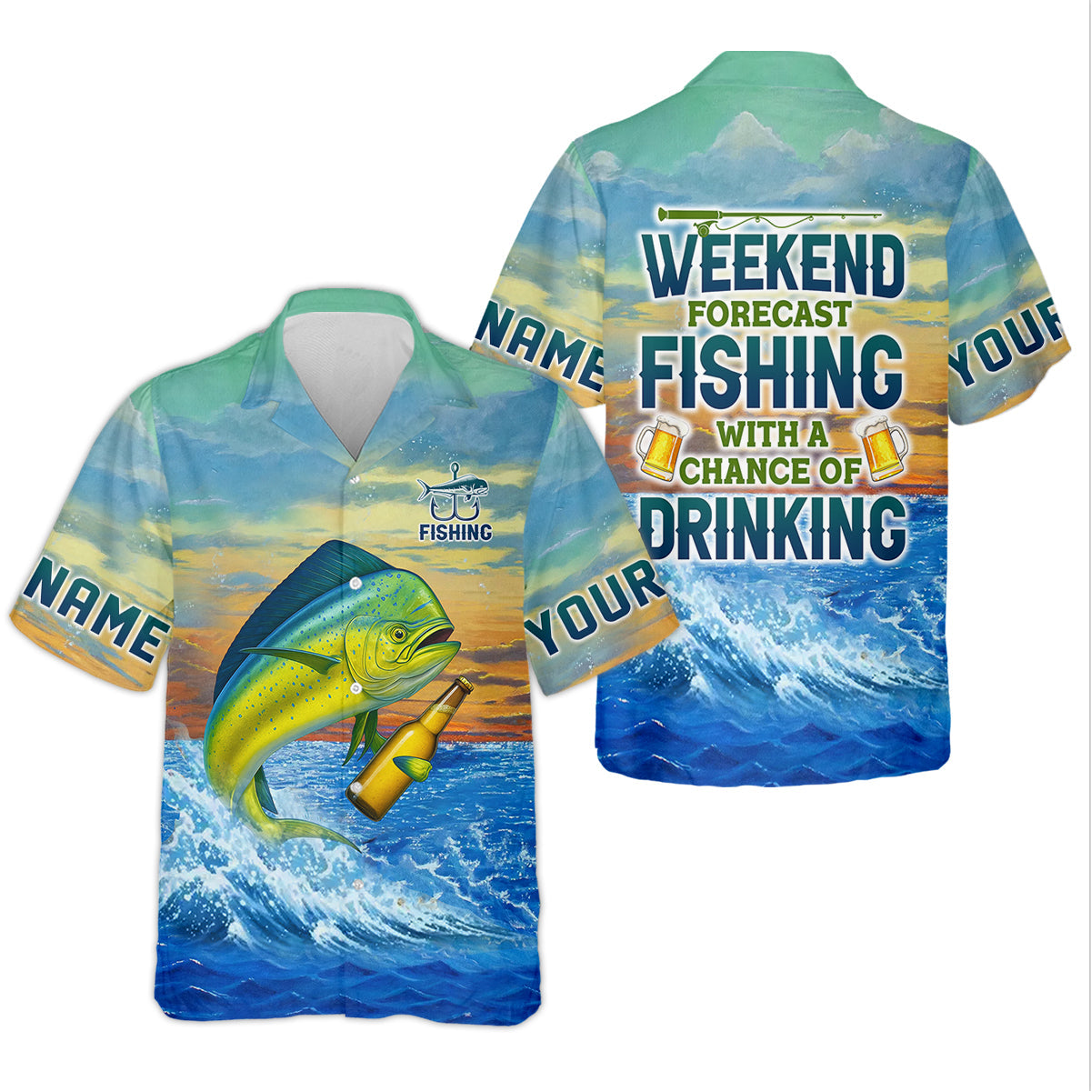 Weekend Forecast Fishing With A Chance Of Drinking Women's Fishing Shirt, Mahi Fishing Shirt, UPF Fishing Shirt