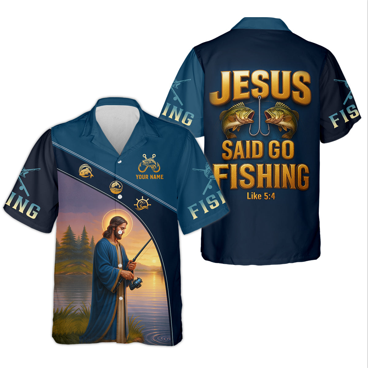 Jesus Said Go Fishing Funny Fishing Shirt, Christian Fishing SPF Shirt For Men, Men's Fishing Shirts Long Sleeve