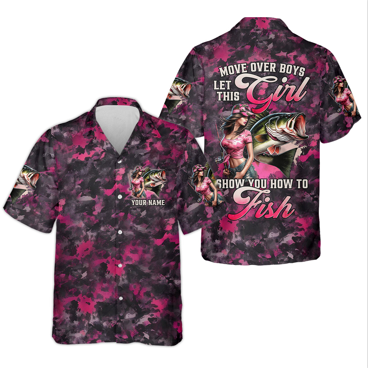 Let's This Girl Show You How To Fish Pink Camo Funny Fishing Shirt, Women SPF Shirt, Female Fishing Shirts