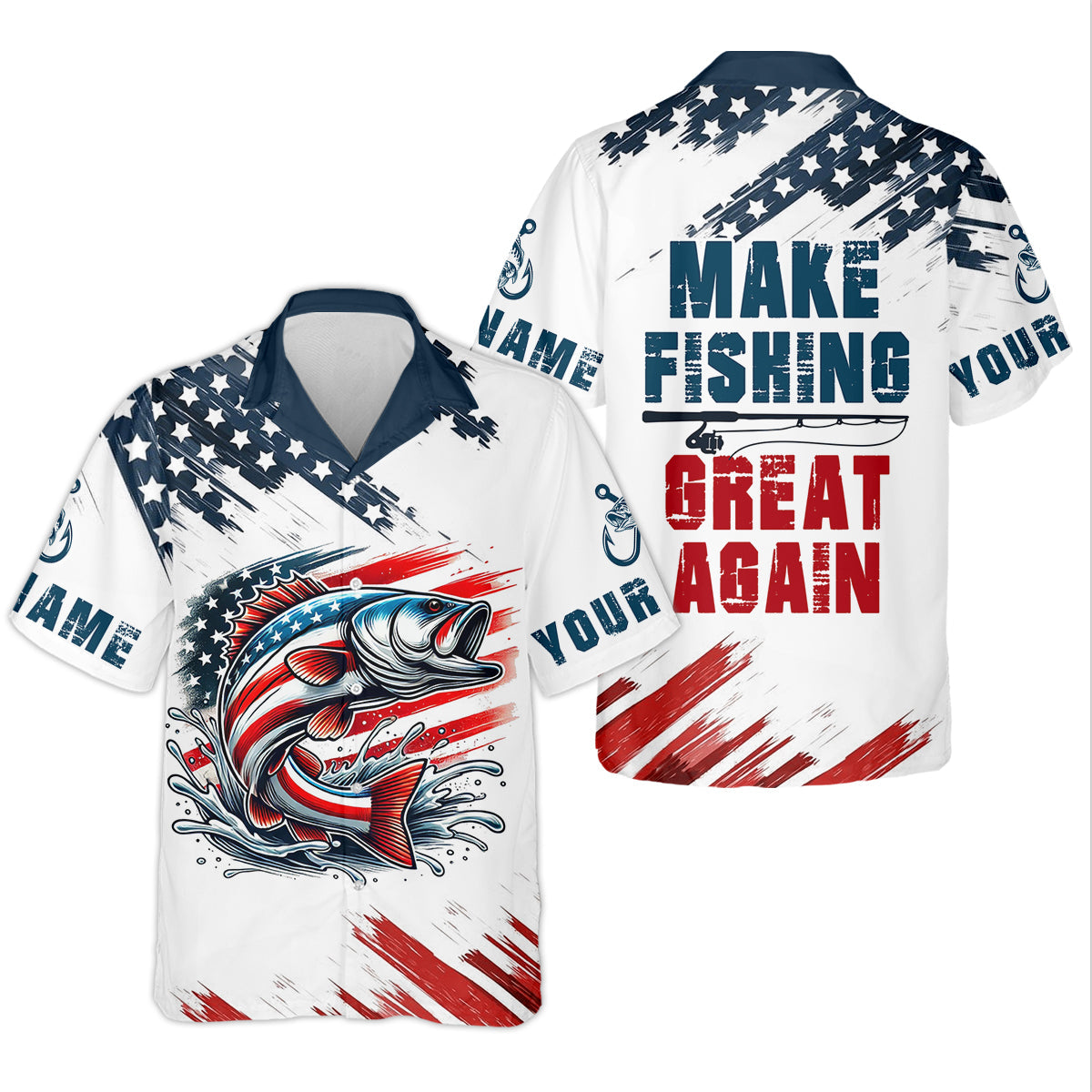 Make Fishing Great Again Patriotic Fishing Shirt, Red White Blue Women SPF Shirt, Female Fishing Shirts