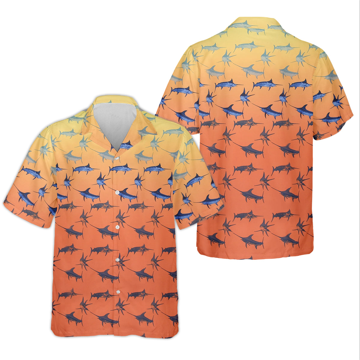 Swordfish Patter Orange Fishing Shirt, Cute Women's Fishing Outfits, Female Fishing Shirts, SPF Shirt