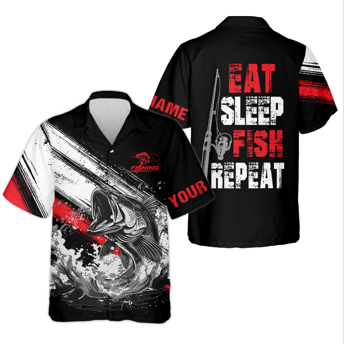 Eat Sleep Fish Repeat Water Splash Fishing UPF Shirts, Fisherman Gift, Fishing Shirts For Men