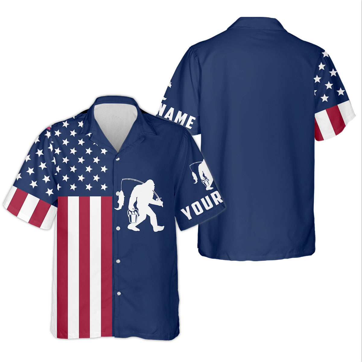 Bigfoot American Flag Patriotic Fishing Shirt, Women SPF Shirt, Fishing Shirt For Women, Female Fishing Shirts