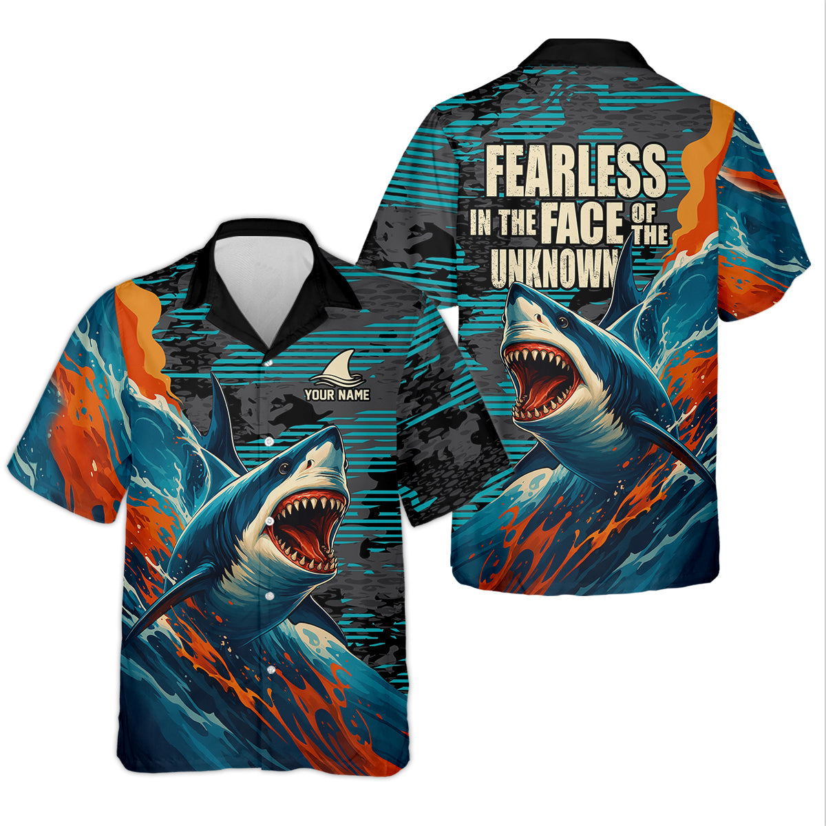 Shark Fishing Shirt, Fearless In The Face Of The Unknown Fishing UPF Shirts, Fishing Gifts For Men