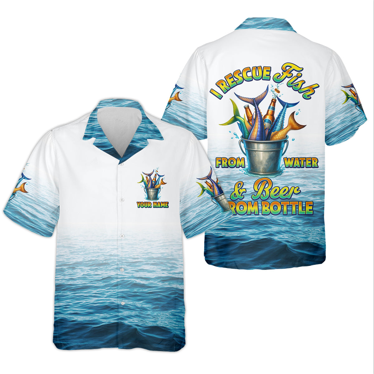 I Rescue Fish From Water And Beer From Bottle Fishing UPF Shirts, Fishing Gifts For Men, Men's Fishing Shirt