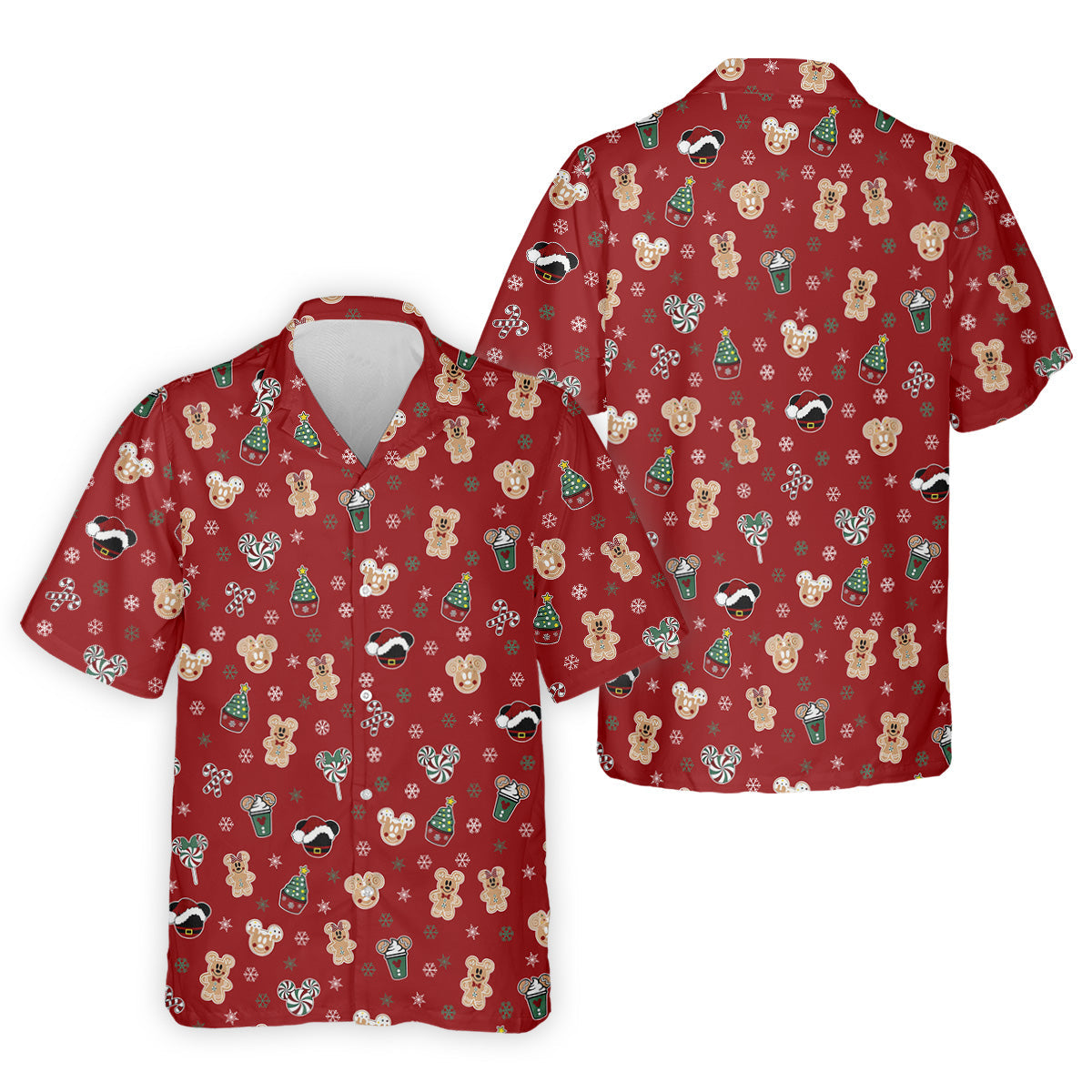 Christmas Gingerbread Red Golf Shirt, Holiday Pattern Christmas Golf Shirt, Polo Shirts For Men