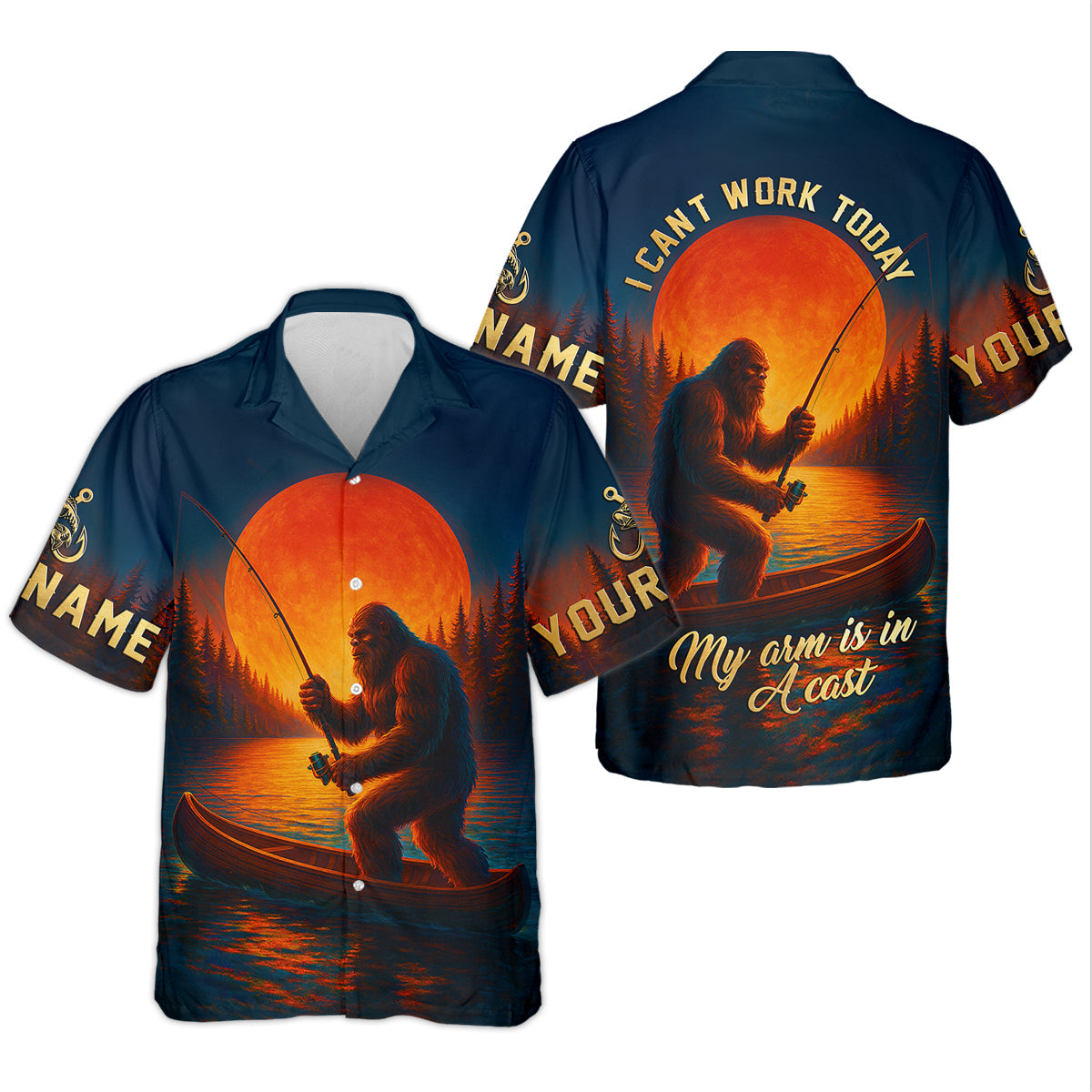 I Can't Work Today My Arm Is In A Cast Fishing UPF Shirts, Funny Fishing Shirt, Fishing Gifts For Men