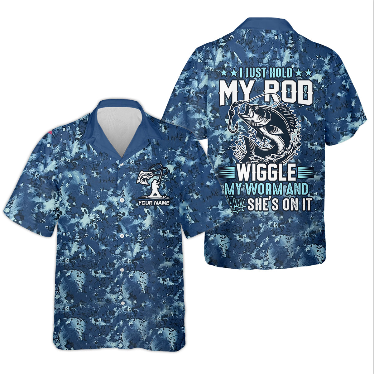 I Just Hold My Rod Wiggle My Worm And Bam! She's On It Funny Fishing Shirt, SPF Shirt For Men, Gift For Fisherman