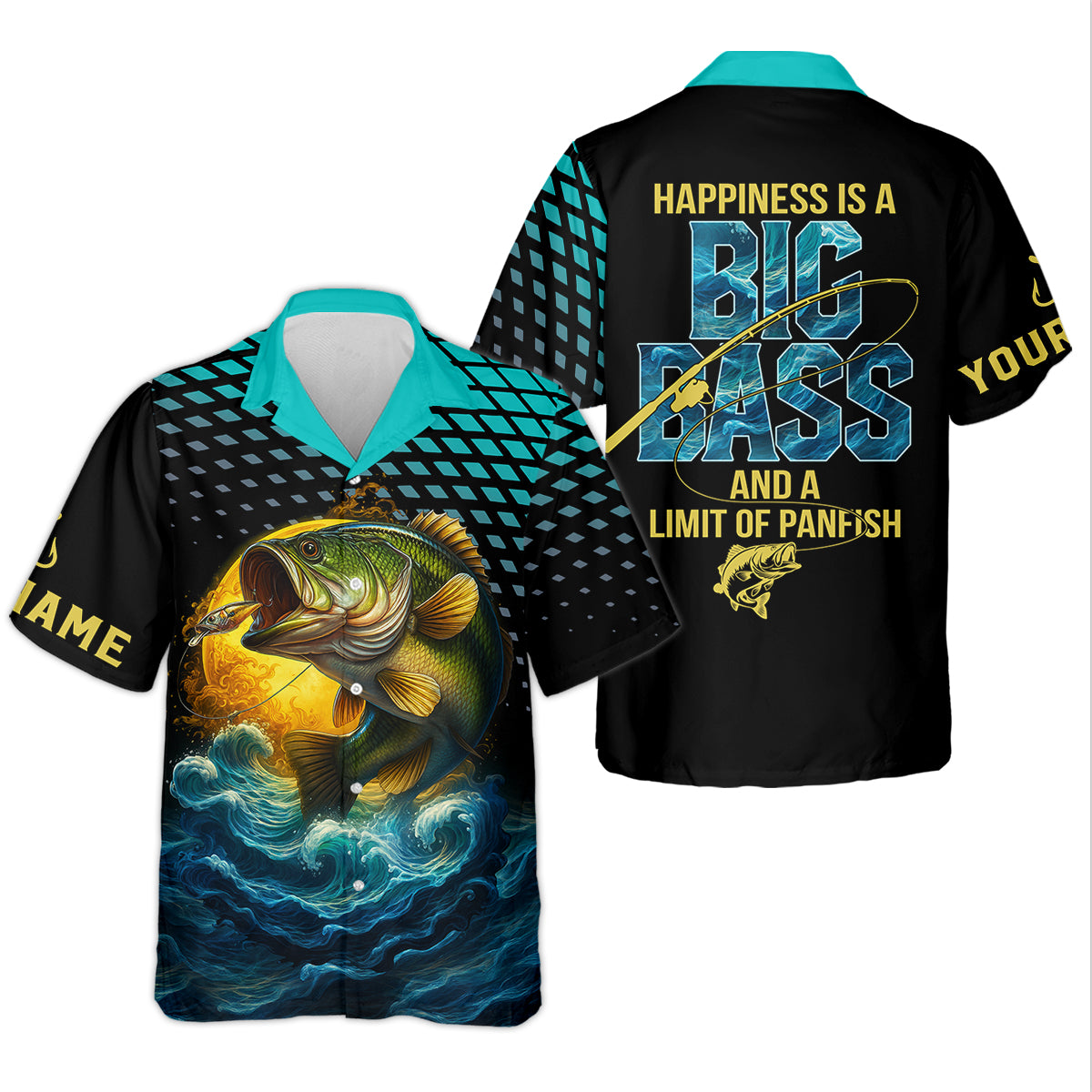 Happiness Is A Big Bass And A Limit Of Panfish Fishing UPF Shirts, Funny Fishing Shirt, Fishing Shirt For Women