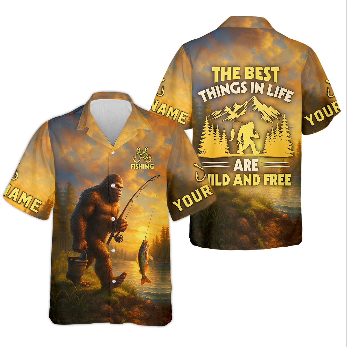 The Best Things In Life Are Wild And Free Bigfoot Sunset Funny Fishing Shirt, Women SPF Shirt