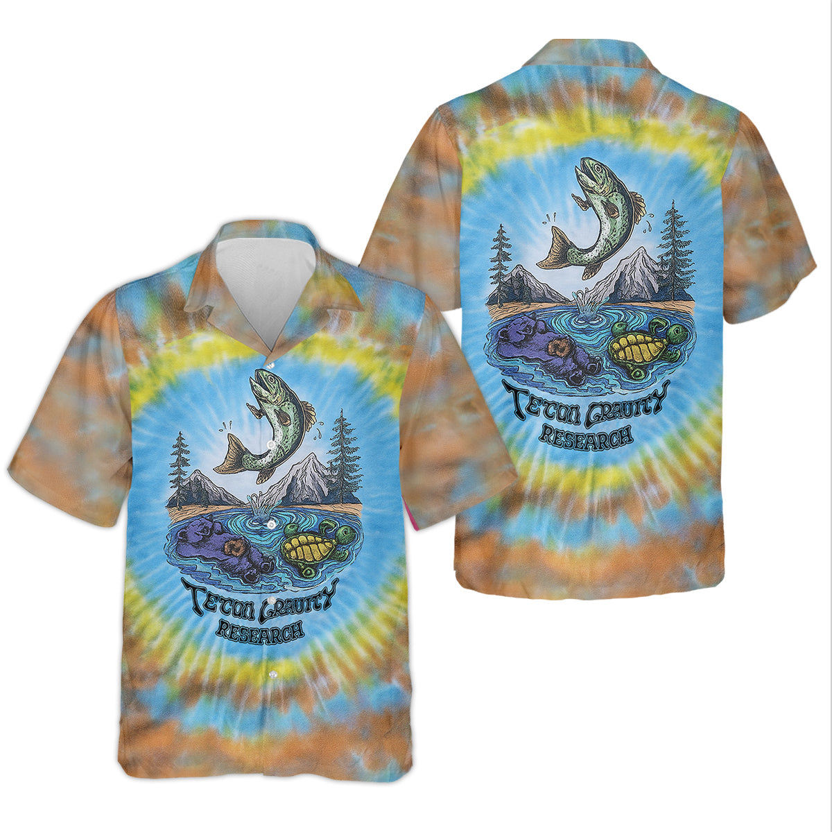 Tie Dyed Pattern Fishing UPF Shirts, Fishing Gifts For Men, Men's Fishing Shirt, Fishing Shirts For Men