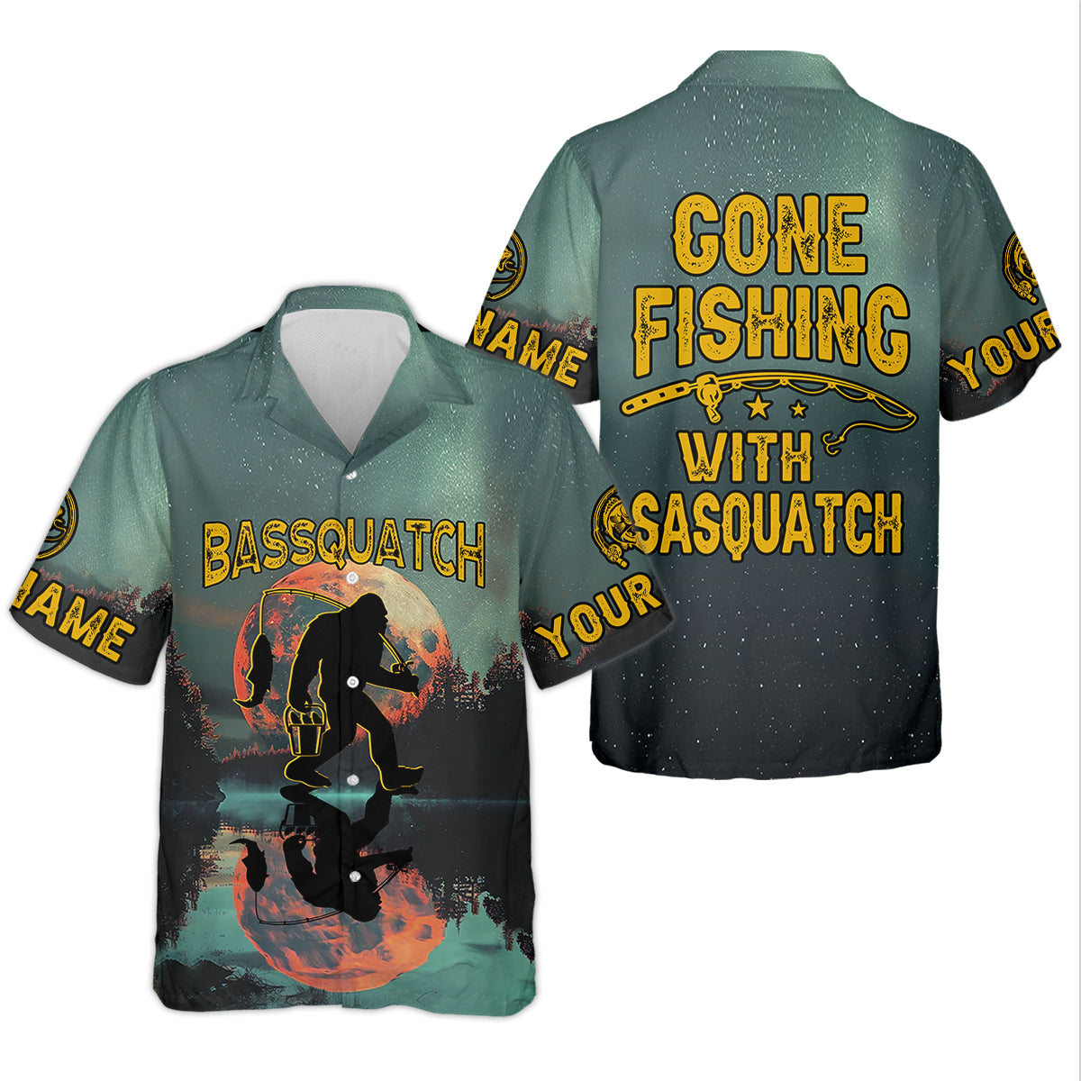 Gone Fishing With Sasquatch Bassquatch Fishing UPF Shirts, Fishing Shirt For Women, Female Fishing Shirts
