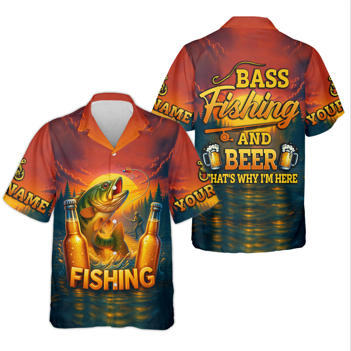 Bass Fishing And Beer That's Why I'm Here Women SPF Shirt, Female Fishing Shirts, Custom Fishing Shirts