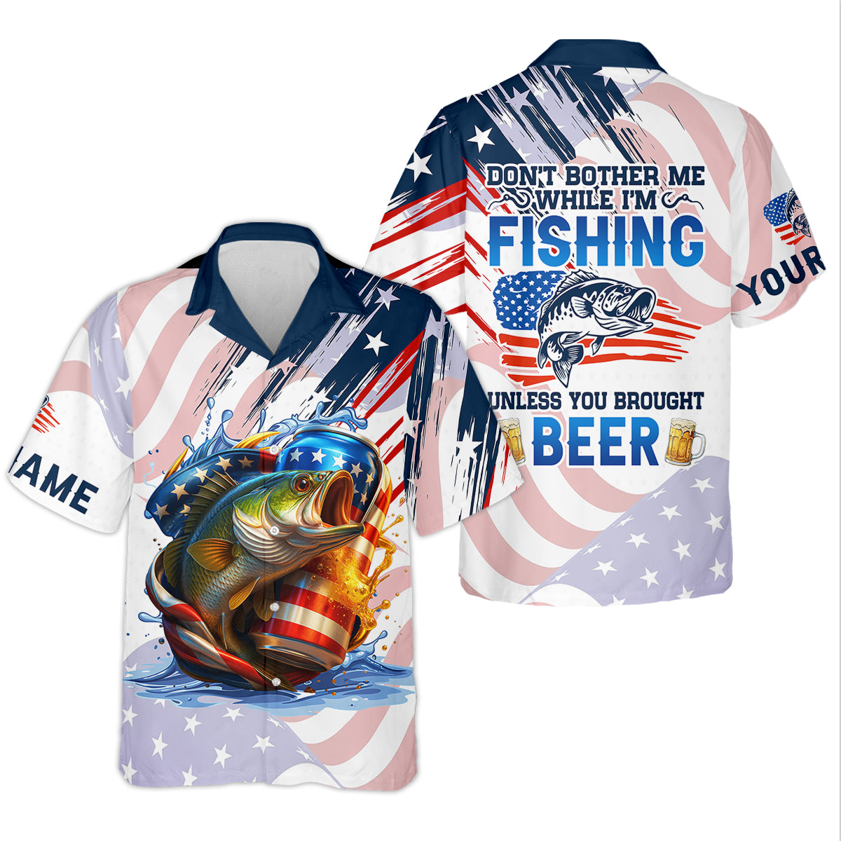 Don't Bother Me While I'm Fishing Beer Patriotic Fishing Shirt, SPF Shirt For Men, Funny Fishing Shirt