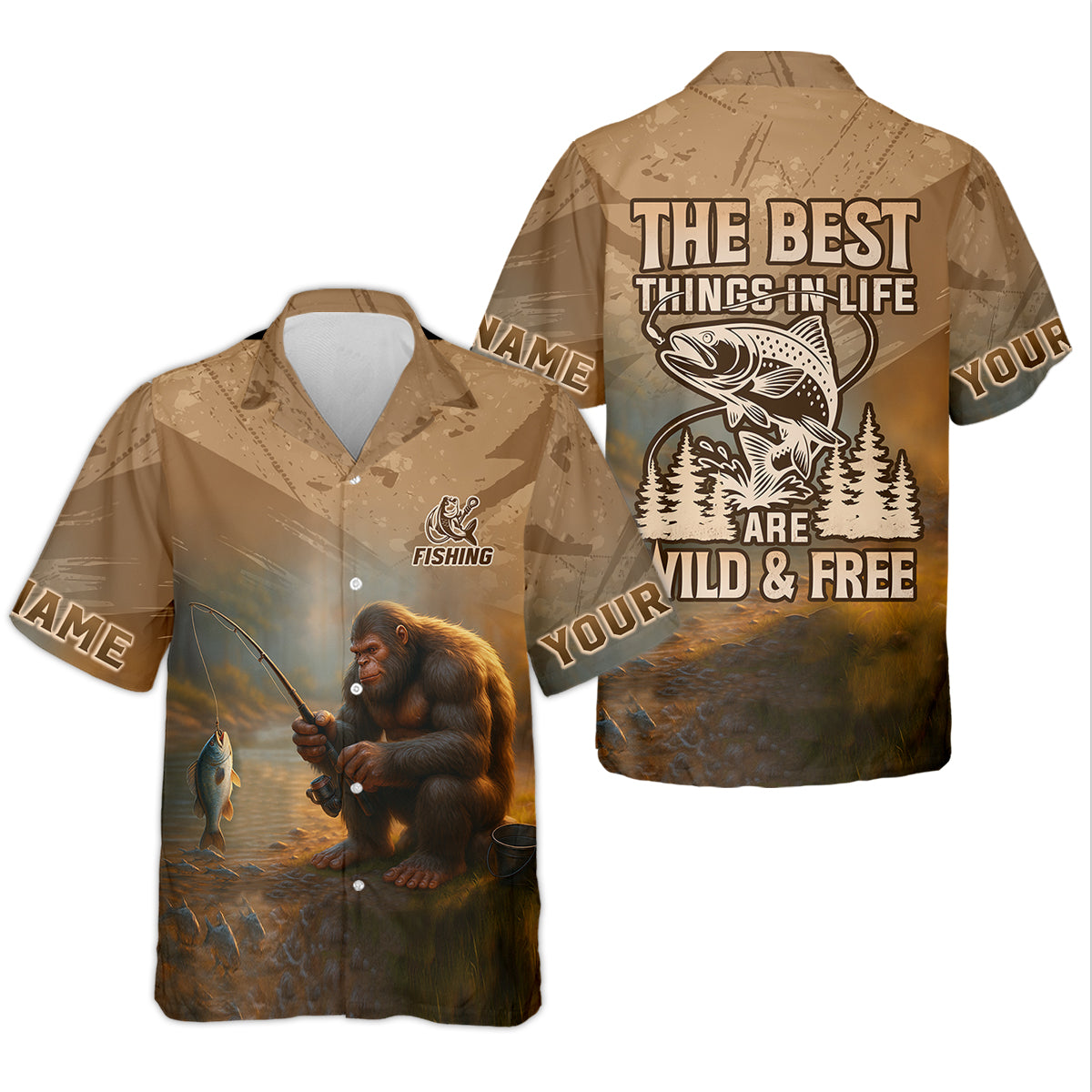 The Best Things In Life Are Wild And Free Custom Name Bigfoot Fishing Women SPF Shirt, Female Fishing Shirts