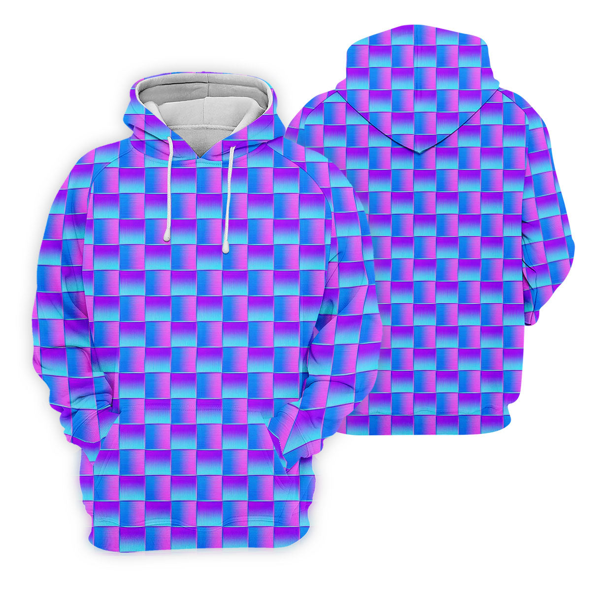 Purple Blue Gradient Checkered Pattern Golf Shirt, Mens Golf Polo, Printed Golf Shirts, Golf Polo Shirts For Men