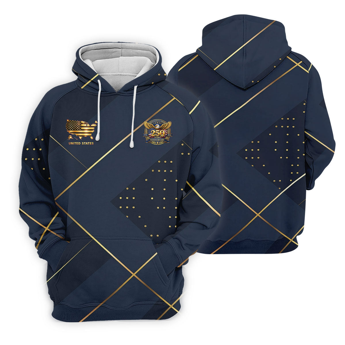 Bald Eagle 250 Years Anniversary Navy Patriotic Golf Shirt, 4th Of July Golf Shirt For Women