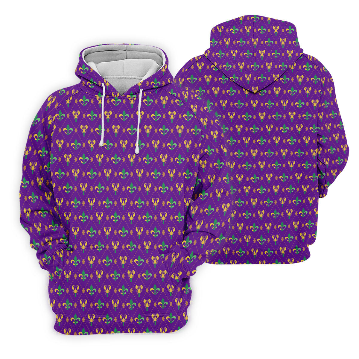 Crawfish Fleur De Lis Argyle Pattern Mardi Gras Golf Shirt, Women's Golf Tops, Ladies Golf Polos