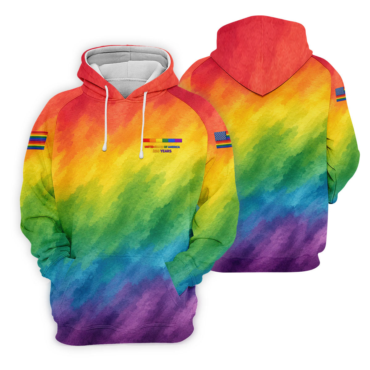 USA 250 Years LGBT Rainbow Women's Golf Tops, LGBT Pride Month Patriotic Golf Shirt
