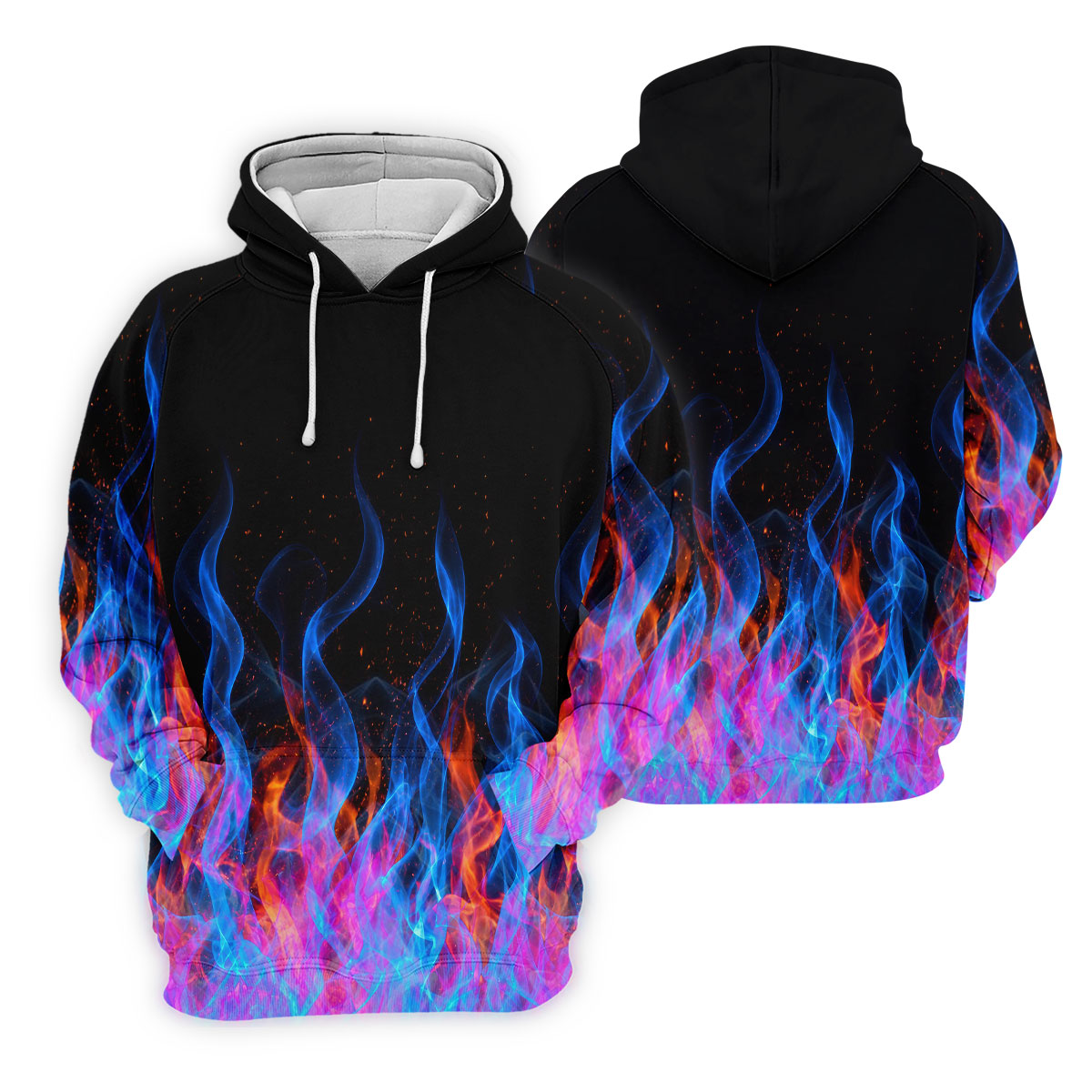Black Blue Flame Fire Pattern Golf Shirt, Ladies Golf Shirts, Women’s Golf Apparel, Printed Golf Shirt