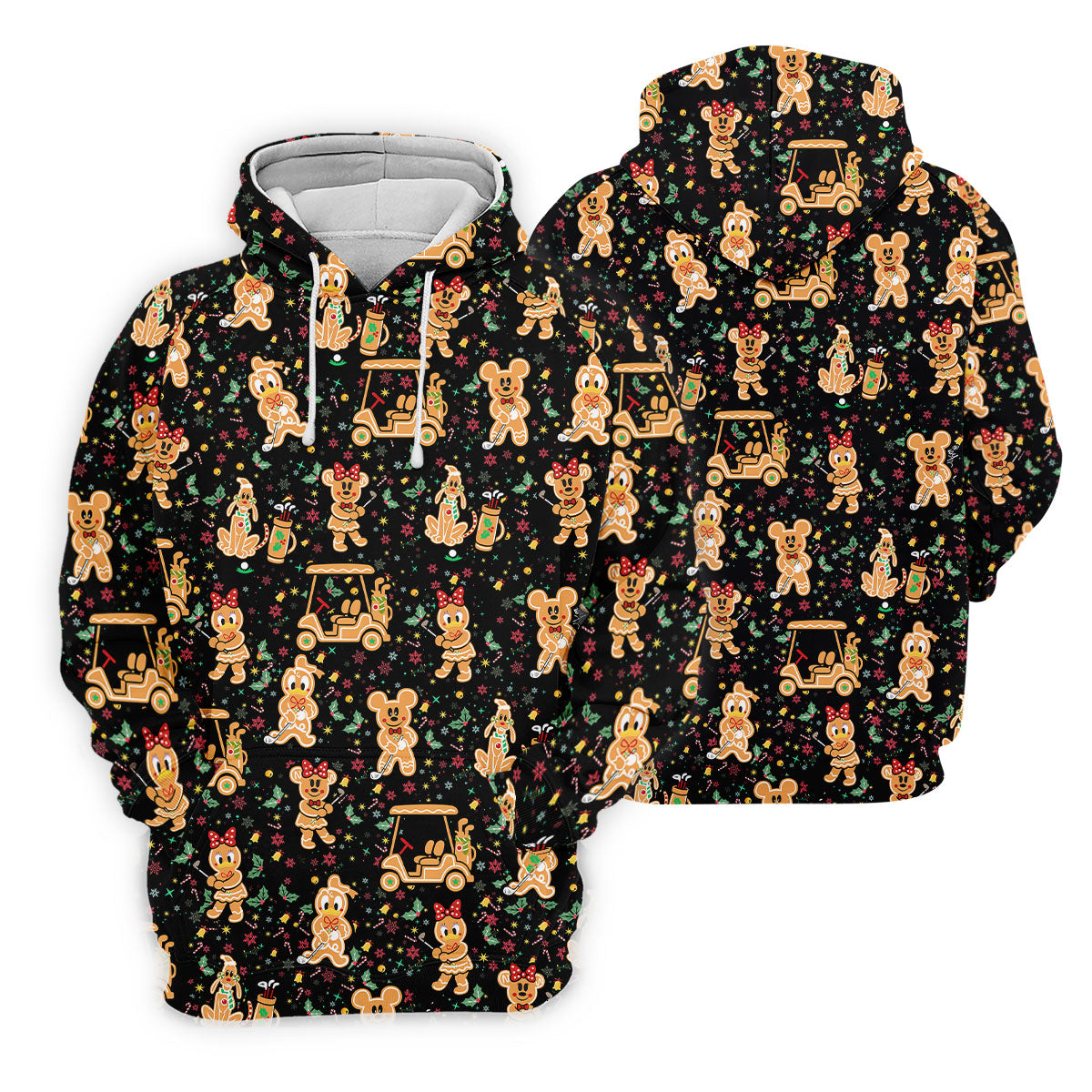 Cartoon Gingerbread Black Golf Shirt, Christmas Golf Shirt, Polo Shirts For Men, Golf Gift For Men