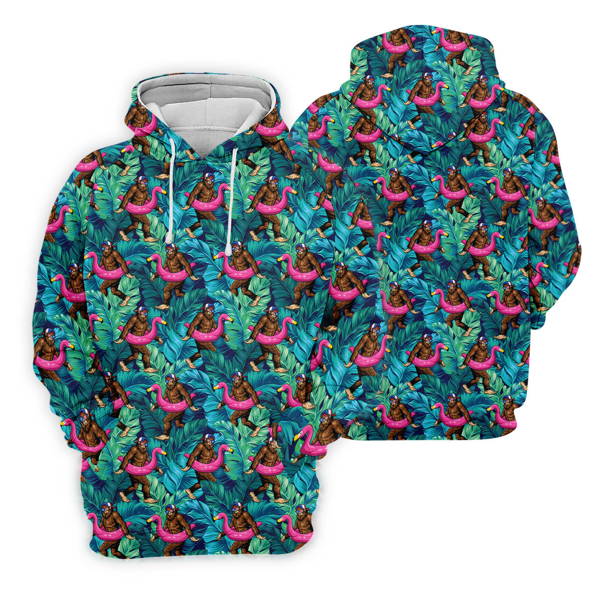 Tropical Flamingo Bigfoot Golf Shirt, 250 Years 4th Of July Patriotic Golf Shirts For Men