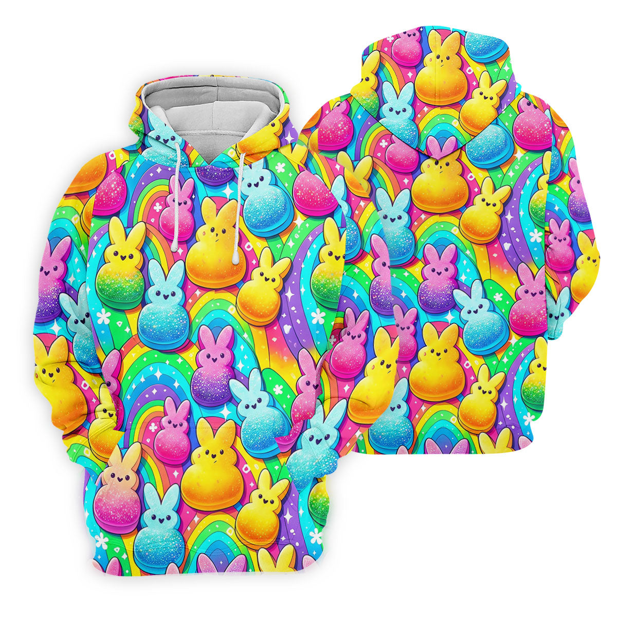Colorful Easter Peeps Rainbow Pattern Women Golf Top, Cute Golf Outfit, Ladies Golf Shirts