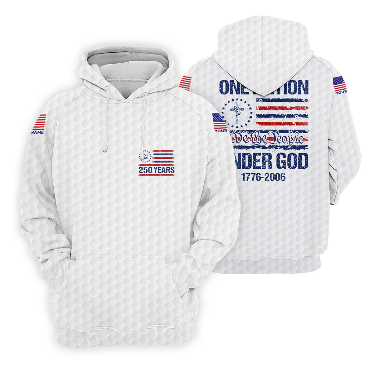 One Nation Under God We The People White Golf Shirt, 250 Years 4th Of July Golf Shirts For Men