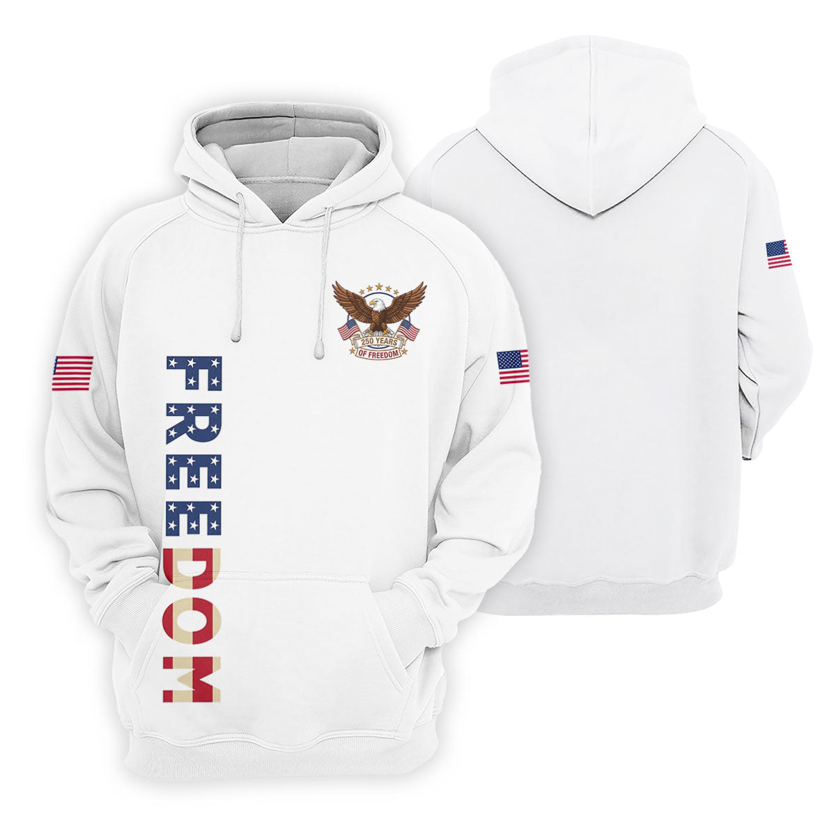 250 Years Of Freedom US Flag Logo White Golf Shirt, Patriotic 4th Of July Golf Shirts For Men