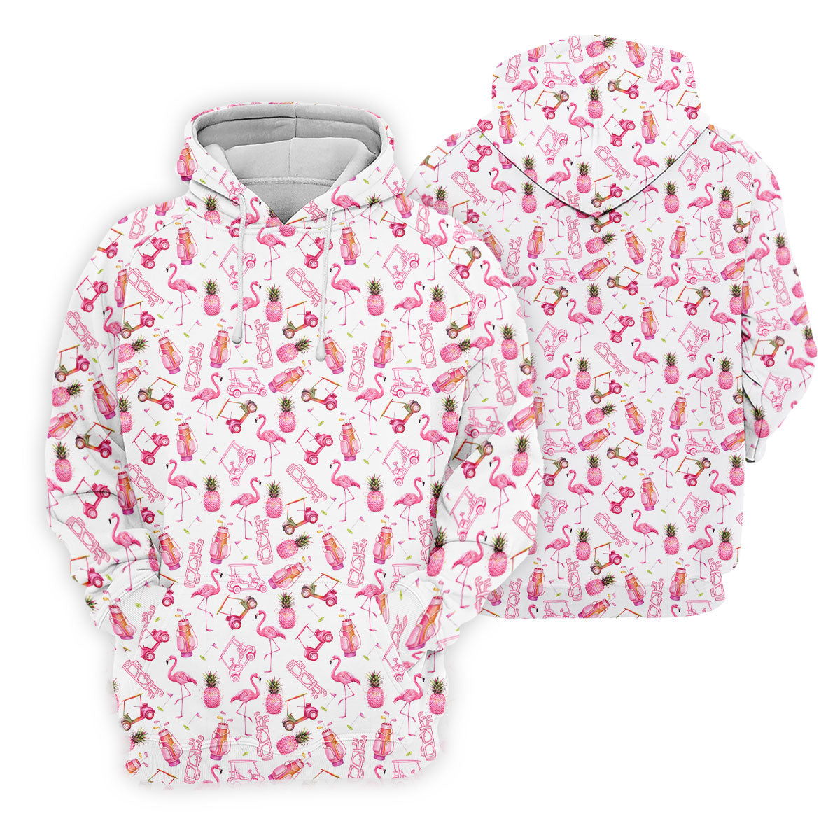 Funny Flamingo Pink Pineapple Tropical Vibe Ladies Golf Shirts, Golf Shirt For Women, Golfing Apparel