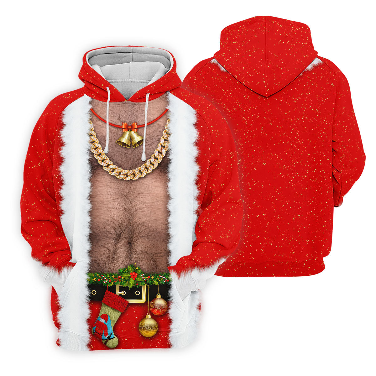 Funny Santa Gold Chain Christmas Golf Shirt, Mens Golf Polo, Golf Apparel For Men