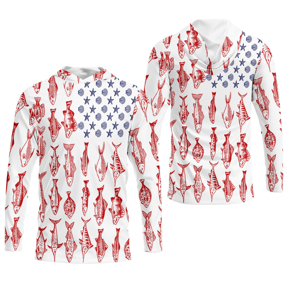 American Flag Fish Shirt, Fishing SPF Shirt, Mens Fishing Shirts Long Sleeve, Gift For Fisherman