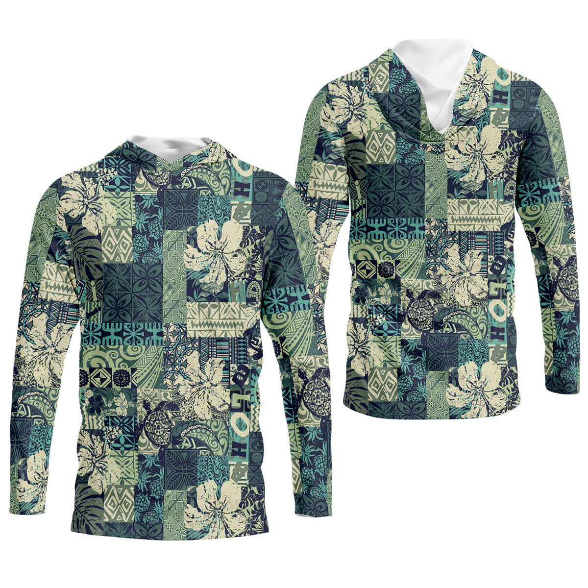 Tribal Aztec Pattern Fishing UPF Shirts, Tropical Floral Men Fishing Shirt, Gift For Fisherman