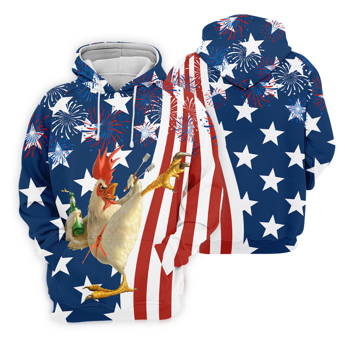 Funny Rooster Red White Blue 4th Of July Golf Shirt, 250 Years Golf Shirt For Women